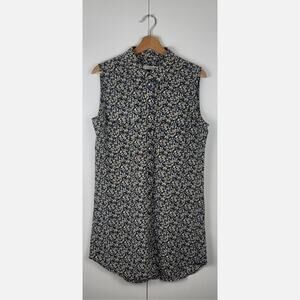 Equipment Femme Floral Silk Sleeveless Slim Signature Shift Shirt Dress | Size M